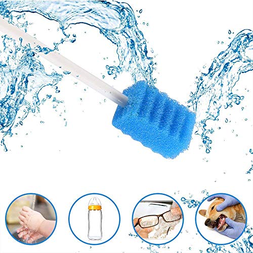 Disposable Unflavored Oral Care Sponge Swabs, Tooth Shape Blue (50 Count) - Thumbnail 3