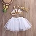 Toddler Baby Girls Gold Sparkle Sequins Design Tops Tutu Skirt and 3 Pcs Outfit Set (12-18 Months, White)