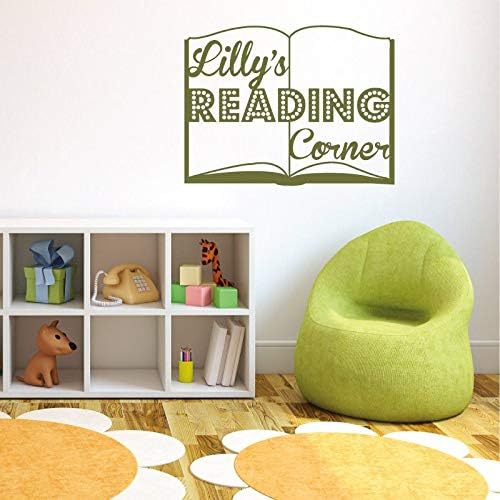 Haomo Personalized Reading Corner Decal with Name - Customized Vinyl Art Sticker for Children's Room, Game Room, Classroom, Library 1 76x57cm