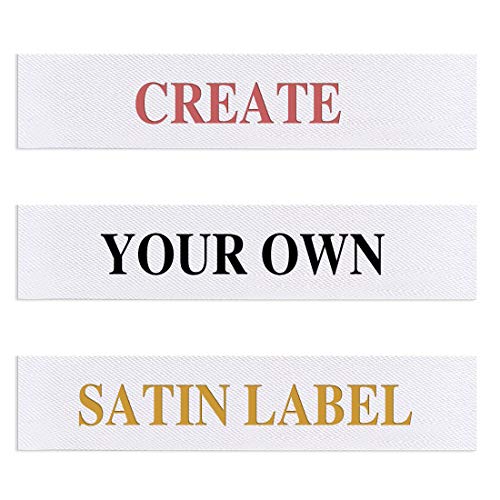 Wunderlabel Personalized Custom Customized Printed Satin Labels Crafting Craft Art Fashion Ribbon Ribbons Tag Clothing Sewing Clothes Garment Label Labels Tags, 2.36 x .59 in; 60 x 15 mm, 25 Labels