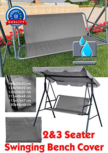 Ersatz-Schaukelsitzbezug für Hollywoodschaukel, Sitzbezug für Gartenstuhl, für den Außenbereich, 148 x 50 x 50 cm, Grau – Bild 4