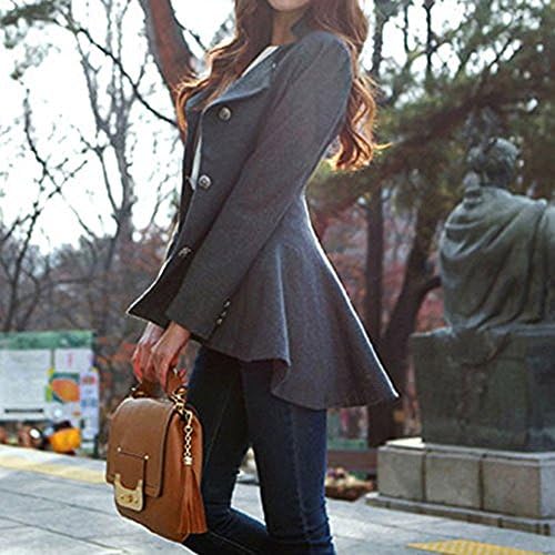 Vechell Cotton Asymmetric Fit-and-flare Peplum Hem Lapel Women's Blazer (Large, Grey)