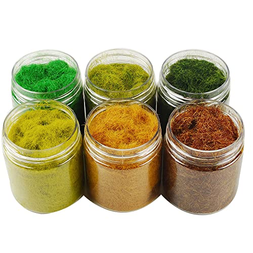 NWFashion 6 X 125ml 5MM Static Grass Dressing Tree Flower Scatter Flock Scenery Materials Miniature Trees for Fairy Garden