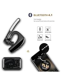 Auriculares Bluetooth inalámbricos Bluetooth con interruptor de micrófono para camión manos libres, auriculares Bluetooth V4.1 compatibles con teléfono inteligente