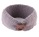 Josie & Connie Baby Boys Unisex Button Headband Knit Headwear,One Size (Gray)