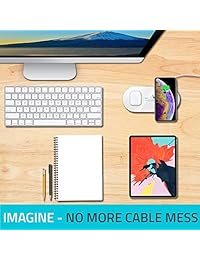 Cargador inalámbrico de 9 W con doble carga inalámbrica, estación de carga rápida, 3 dispositivos a la vez, almohadilla de carga inalámbrica, cargador Qi inalámbrico certificado USB C para iPhone, Blanco