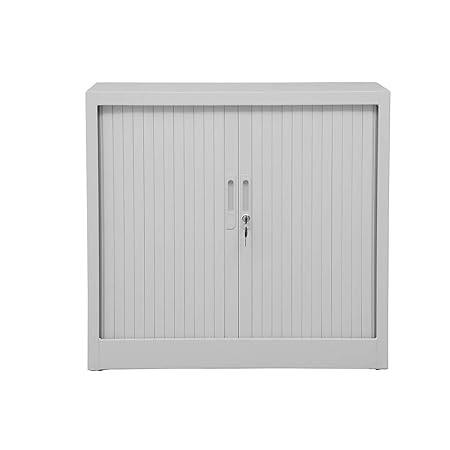 Certeo Rollladenschrank | 2 OH | HxBxT 75 x 80 x 46 cm | Grau | Jalousieschrank Aktenschrank Büroschrank Universalschrank Que