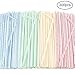 Tomnk 300pcs 9.4 inches Flexible Plastic Drinking Straws Bendable Straws Striped Multi Colored Disposable Bendy Straws