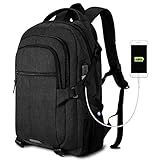 Travel Laptop Backpack 15.6 Inch, Multi-Compartment Laptop Backpack with USB Charging Port,Water Resistant Durable Computer Backpack Student School Backpack for Men and Women, Black