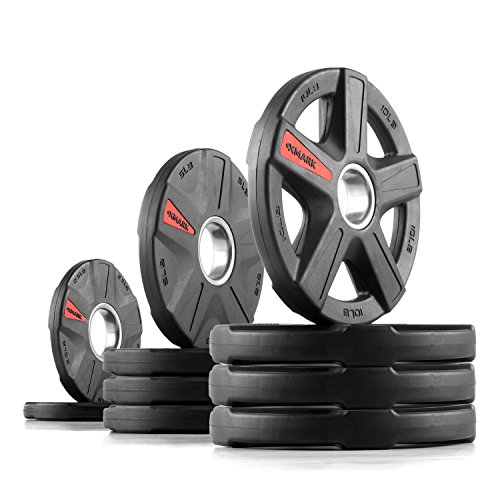 XMark 65 lb Set Texas Star Plates, Olympic Weight Plates, Olympic Weight Set, 2-Inch Weight Plates, Patented Design