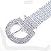 FUMUD 9 Rows Rhinestone Crystal Waistband Belts Silver Plated Fashion Accessory for Women