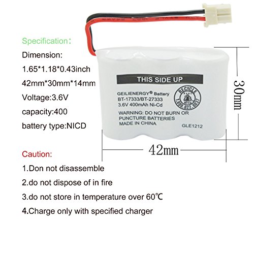 BT-17333 BT-27333 Handset Telephone Rechargeable Battery QBLPOWER 2/3AA 3.6V NI-CD Cordless Phone Battery for Vtech BT17333 BT27333 BT-17233 BT17233 BT-163345 CS5121 Single