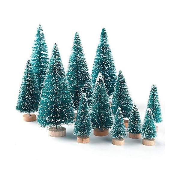 Xueliee Mini-Sisal-Schnee-Frostbäume, Flaschenbürste, Bäume, Kunststoff, Winter, Schnee, Ornamente Tischbäume  (34 Pcs)