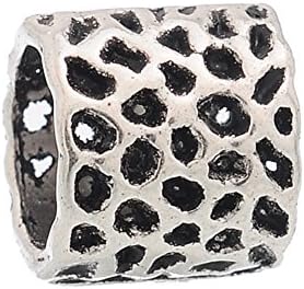 ZARABE 50 PCs Silver Tone Dotted Tube Spacers Beads Fit Charm Bracelet 8x8mm