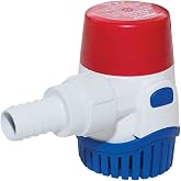 Rule 24DA, Standard Bilge Pump, Non-Auto, Submersible, 12V | Marine Bilge Pump for Boats with Thermal Cut-Off, Check Valve, Low Amperage, 3/4" Ideal Boat Accessories - 360, 12V