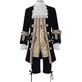 LQTIKLD Men's 18th Century Baroque Court Suit Victorian Rococo Costume Medieval Prince Halloween Outfit