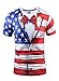 Wehug Mens American Flag Tshirt 3d Pattern Printed Short Sleeve T-Shirts Top Tees Red XL
