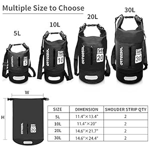 Schnorchelmasken 51YE82HcAqL. SS300 Mode und Praktisch - Die wasserdichte Tasche ist ist die neueste Version auf dem Markt. Spezielle Verbundmaterialien, schlank und leicht, aber robust und langlebig. Neueste Heißpresstechnologie für mehr Ausdauer. Verweigern undicht, Müll brechen. Machen Sie es zu Ihrem, sparen Sie Geld und genießen Sie Bootfahren, Schwimmen und Kajakfahren, ohne sich jemals wieder um Ihr Hab und Gut zu sorgen! Der Arteesol wasserfester Beutel ist das ideale Zubehör für Ihr nächstes Abenteuer.
Super Design das weiche wasserdicht PVC Material, klare Mode -Textur, mit einfachem Styling. Egal wo du bist, es ist eine besser Wahl für dich, dein edles Temperament zu enthüllen. Gehen Sie niemals aus der Mode. Verstellbare doppelte Schulterriemen und Langer Tragegurte für vielseitige Tragemöglichkeiten.
Größe und Farbe - Zur Auswahl stehen 4 Farben und folgende Größen: 5l 10l 20l 30l; und 4 verschiedene Farben schwarz grau orange und gelb je nach Bedarf für kleine oder große Reisen geeignet oder einfach wenn Du mit dem Fahrrad oder BOOT zur Reisen fährst, schützt die wasserfeste Tasche Deine Wertsachen vor Nässe, Staub, Schnee und Schmutz.
