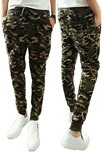 Mens Casual Jogger Dance Sportwear Baggy Harem Pants Slacks Trousers Sweatpants (US SIZE L(Tag SIZE XL), camo)
