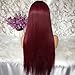 Estelle Wig 13x6 Burgundy Silk Straight Human Hair Wigs Glueless Lace Front Hair 150% Density Pre Plucked Hair for Black Women (14inch, 13x6 lace front wig)