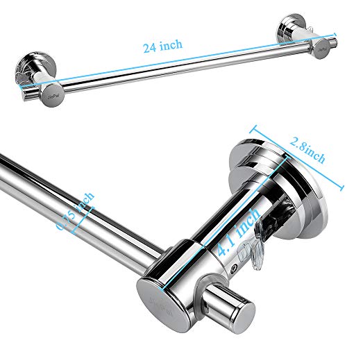 JiePai Suction Cup Towel Bar 24 Inch,Removable Modern Vacuum Suction