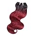 8A 100% Brazilian Virgin Hair 2 Tone Body Wave Bundles 4 Bundles 10 Inch 50 g/pcs Total 200 g Ombre Burgundy Human Hair Extensions Hair Weaving (1B/99J Black To Burgundy)