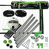 DUNLOP Outdoor Sports Volleyball Set: Portable Net with Poles, Ball & Air Pump - Equipment for Backyard Party Games - Adjustable Height for Adults or Kids