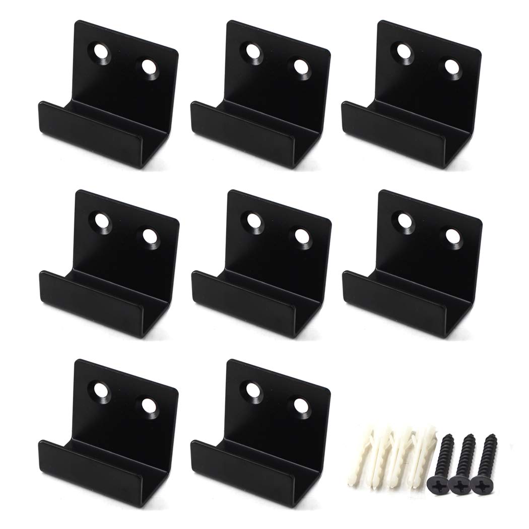 Flomore Ceramic Tile Display Bracket Hanger Stainless Steel Wall Mounted Hook Black (Pack of 8)
