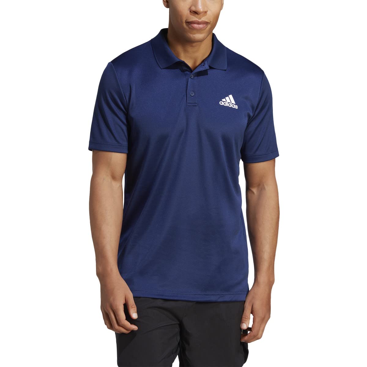 Adidas Polo diseñado 2 Move 3 rayas para hombre azul oscuro/blanco grande