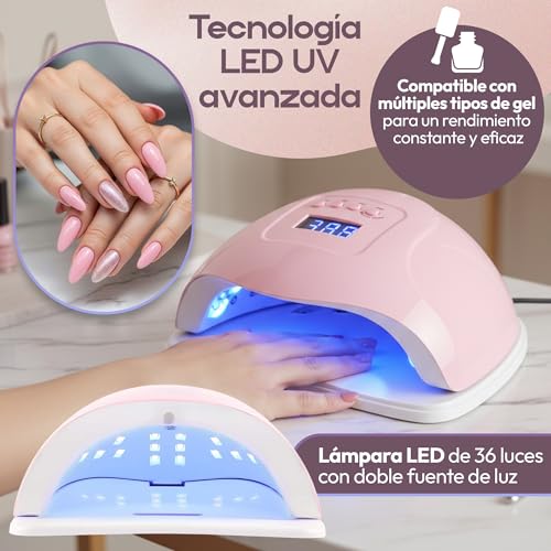 150W Semi-Permanent Nail Lamp, UV LED Nail Lamp with 36 LEDs, Professional Nail Dryer with Automatic Sensor, 4 Timers and LCD Display