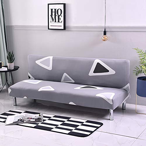 SHZONS Plush Sofa Cover, Solid Color Plush Thicker Folding Anti-Slip Armless Sofa Futon Cover for Patio Couch Bench (L, Q)