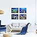 Biuteawal - 4 Panel Canvas Wall Art Ocean Bottom View Painting Beautiful Coral Fish Underwater World Picture Prints on Canvas Framed Gallery Wrapped Ready to Hang