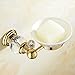 OWOFAN Soap Holder With White Ceramics Dish Bath Storage Shelf Crystal Bathroom Accessories Brass Gold HK-31K