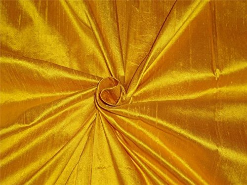 100% Pure SILK Dupioni FABRIC golden yellow 54" with slubs