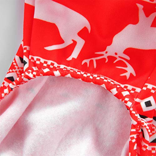 ZLOLIA Christmas Elk Dog Pajamas Pet Clothes Jumpsuit Apparel Xmas Cat Costumes Onesies Soft Christmas PJS Santa Reindeer Red