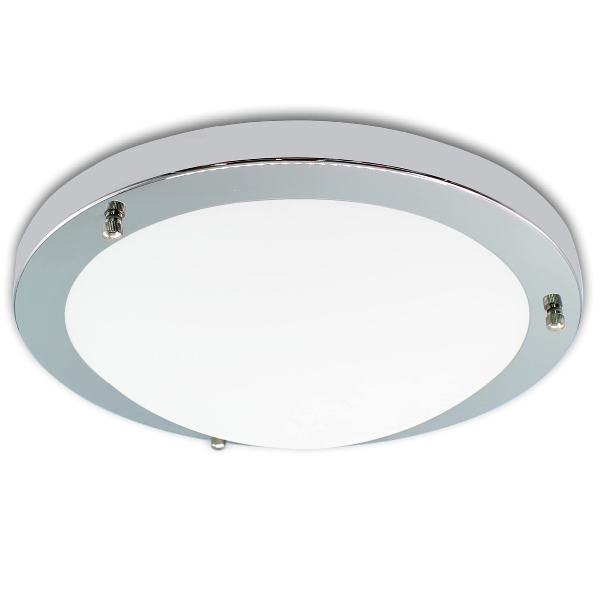 IMVSINCERE Chrome Modern Round Bahtroom Ceiling Light Home LED 18W Waterproof IP44 Glass Flush Ceiling Lights, 31cm, Natural White 4000K, 1360LM, Lighting for Bathroom, Kitchen, Bedroom,Balcony