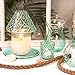Pavilion - Aqua Anchor Patterned Beach House Large Crackled Glass Jar Candle Shade