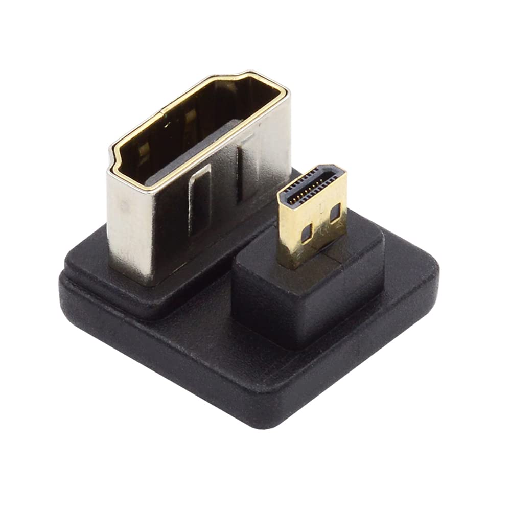 NFHK Micro HDMI 1.4 Male Type-D to HDMI Female Port Savers 360 Degree Down Opposite U Shape Back Angled Extension Adapter Converter