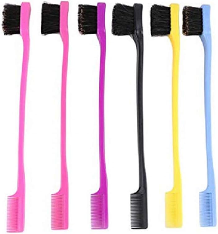 Foxi Fresh Double Sided Edge Control Hair Brush Comb Combo (Multi-Colors/6Pcs)