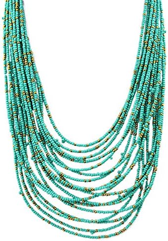 Indian Jewelry Hot Selling Design Tibetan Fashion Five Colors Multilayer Beads Collar Necklaces (green)