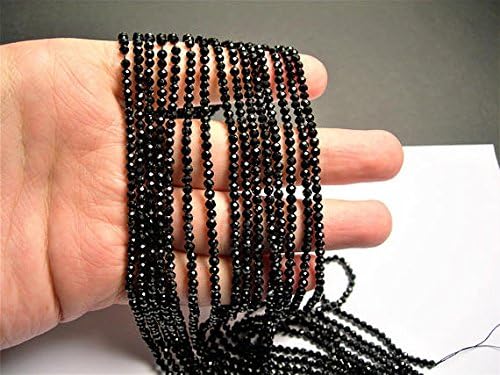 Realgem-Natural Black Onyx Agate 3mm Facted Tiny Gemstone Loose Beads，Specer Beads,Seed Beads,One 15.5" Full Strand for Jewelry Making specer Beads