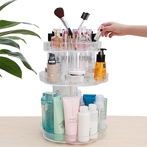 360-degree rotating makeup organizer skin transparent lattice perfume sorting rack-A