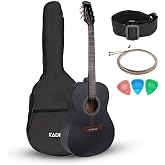 Kadence BB01-BK Acoustica 39" Acoustic Guitar | Dreadnought | Comes with Bag,Strap,Strings and Picks | Includes Learning Course | Black