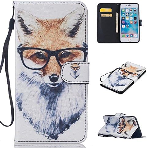 iPhone 6 Plus Case, Kmety Eyes Fox PU Synthetic Leather Wristlet Magnet Snap Wallet [Credit Card/Cash Slots] Kickstand Flip Case Cover for Apple iPhone 6 6S Plus 5.5 inch