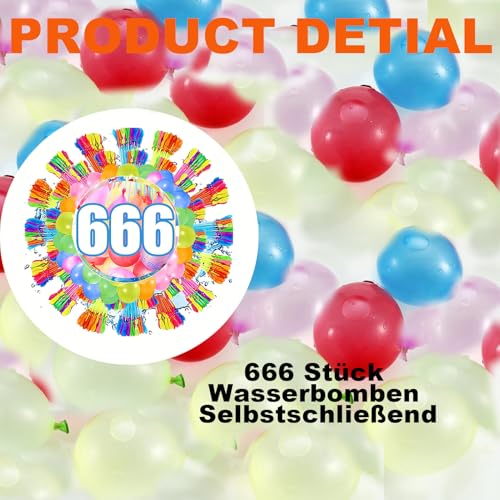 TKGEOUE 666 Water Balloons For Kids Easy Fill With Tap Adapters Bunch o Balloons 1s Rapid-Filling Self-Sealing 100+ In 60s For Water Toys For Kids Outdoor Water Games Beach Pool Party Fight (B)