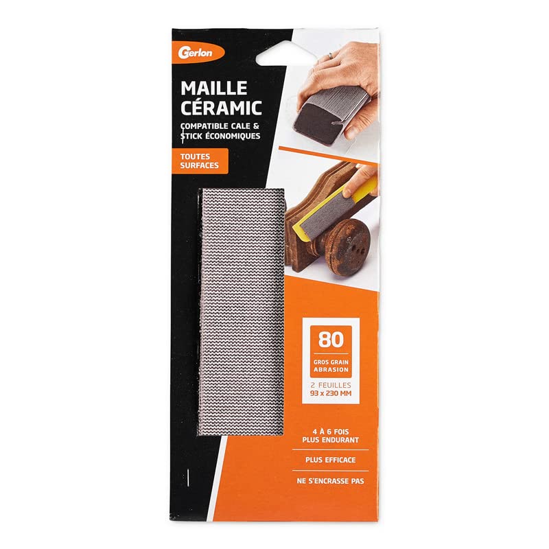 2 Sandpaper Super Resistant Sandpaper Ceramic Mesh 93 230 mm Grit 80 (Coarse)
