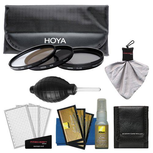 Hoya 77mm 3-Piece Filter Set (HMC UV, CP & ND8) with Case + Nikon Cleaning Kit for 10-24mm G DX AF-S, 12-24mm f/4 G, 24-120mm f/4 VR, 85mm f/1.4, 17-55mm f/2.8, 70-200mm f/2.8G VR II, 80-400mm Lens