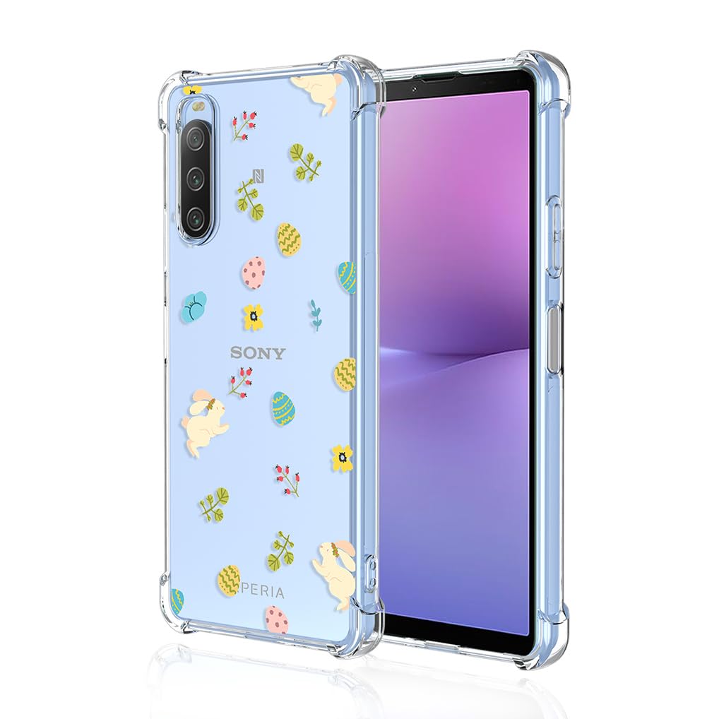 SEAHAI Case for Sony Xperia 10 V, Ultra Thin Soft Silicone Clear Back TPU Bumper Shockproof Cover Fashion Cute Graphic Colorful Skin Slim Case - Rabbit