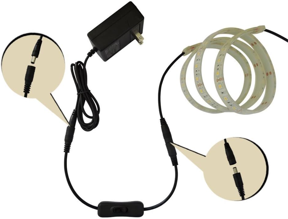 LED Strip Light Inline On/Off Switch Cable DC Jack (5.5×2.1mm) Male ...