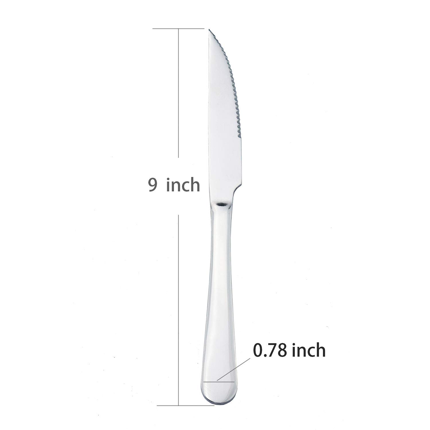 TaNaT Steak Knives Tableware Dinner Knife Set of 12 Serrated Stainless Steel Heavy-Duty 9 Inch Flatware Set